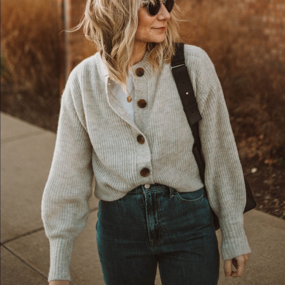 Everlane Cropped Alpaca Cardigan M